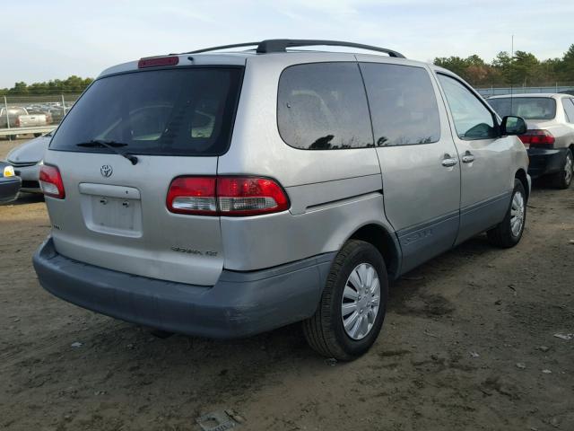 4T3ZF19C12U443121 - 2002 TOYOTA SIENNA CE SILVER photo 4