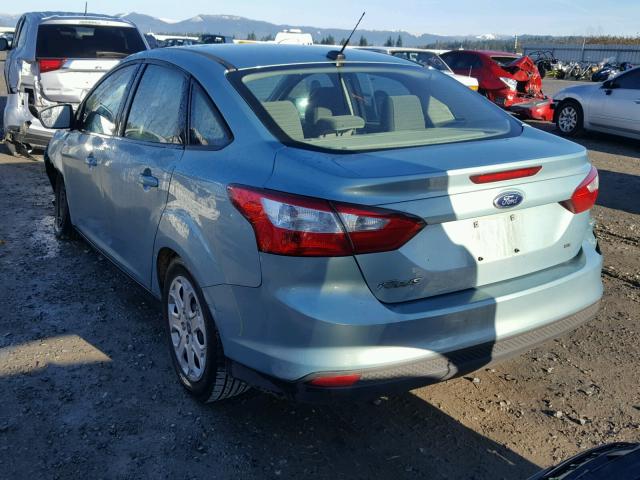 1FAHP3F20CL411285 - 2012 FORD FOCUS SE TEAL photo 3