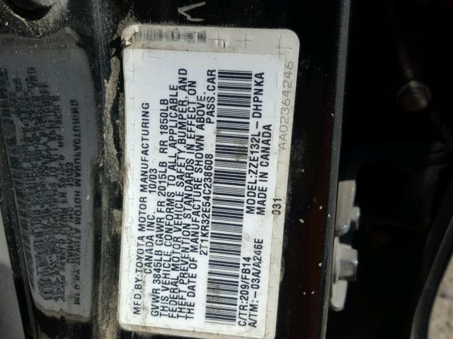 2T1KR32E54C238608 - 2004 TOYOTA MATRIX 黑色 照片 10