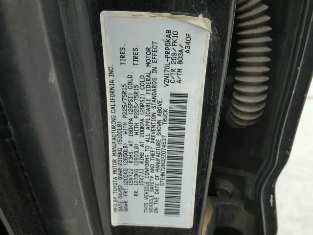 5TEHN72N32Z074537 - 2002 TOYOTA TACOMA DOU 黑色 照片 10