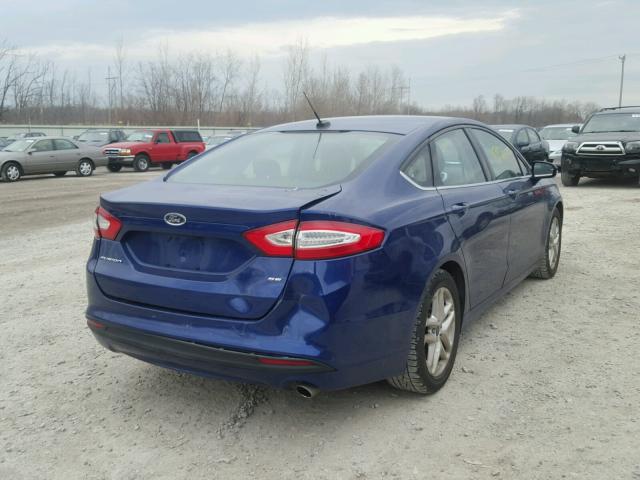 3FA6P0H77DR131865 - 2013 FORD FUSION SE BLUE photo 4