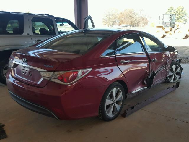 KMHEC4A49BA015434 - 2011 HYUNDAI SONATA HYB RED photo 4