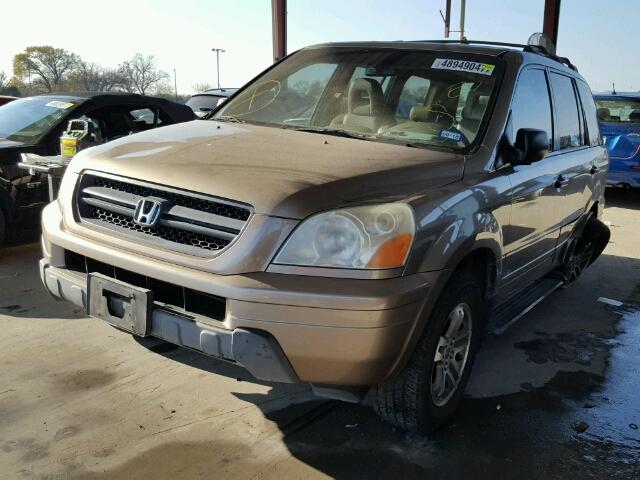 2HKYF18504H512826 - 2004 HONDA PILOT EXL GOLD photo 2