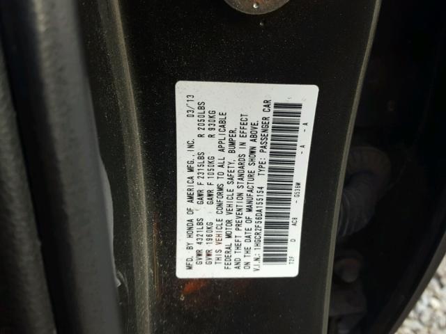 1HGCR2F56DA155154 - 2013 HONDA ACCORD SPO GRAY photo 10