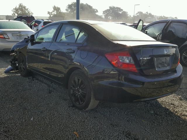 19XFB2F55CE350111 - 2012 HONDA CIVIC LX BLACK photo 3