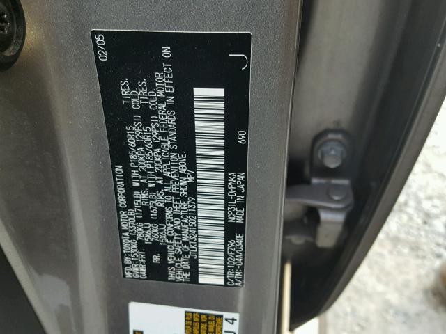 JTLKT324150211379 - 2005 TOYOTA SCION XB SILVER photo 10