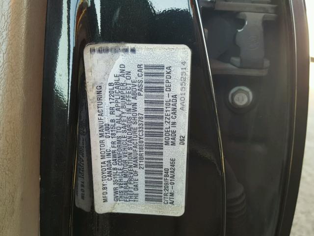 2T1BR18E0YC333787 - 2000 TOYOTA COROLLA VE BLACK photo 10