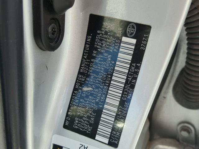 4T1BK3DB4BU412574 - 2011 TOYOTA AVALON BAS SILVER photo 10