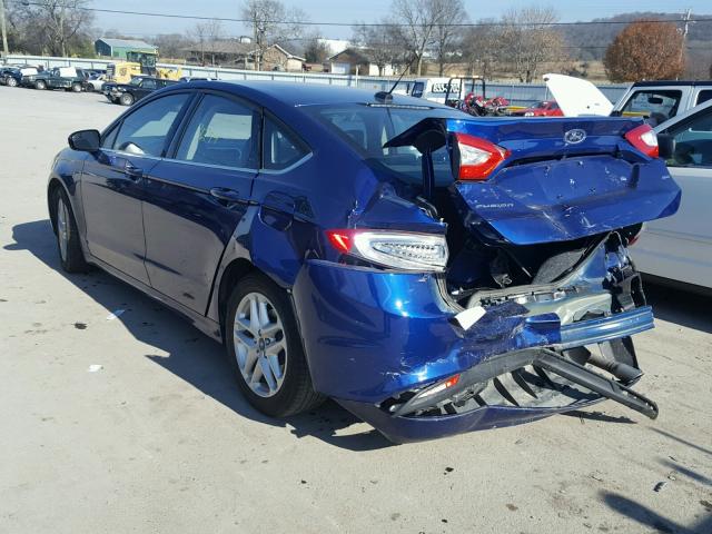 3FA6P0H70GR345990 - 2016 FORD FUSION SE BLUE photo 3