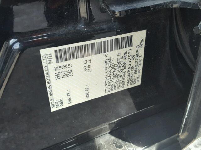 1N4AL2AP7CN552577 - 2012 NISSAN ALTIMA BAS BLACK photo 10