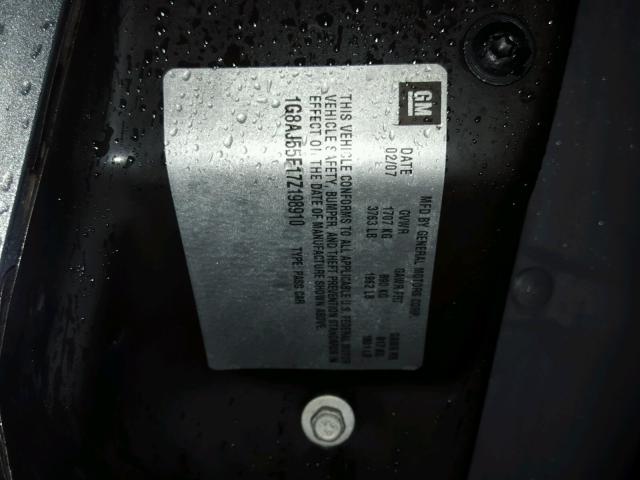 1G8AJ55F17Z198910 - 2007 SATURN ION LEVEL CHARCOAL photo 10