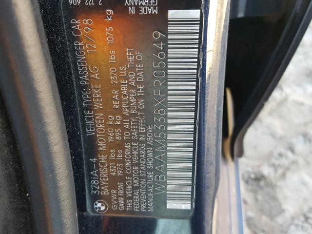 WBAAM5338XFR05649 - 1999 BMW 328I AUTOM BLUE photo 10