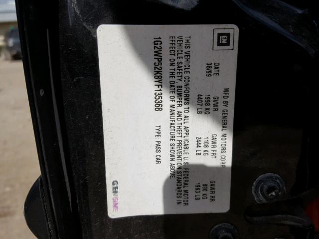 1G2WP52K8YF135368 - 2000 PONTIAC GRAND PRIX CHARCOAL photo 10