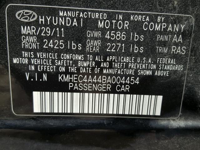 KMHEC4A44BA004454 - 2011 HYUNDAI SONATA HYB BLACK photo 10