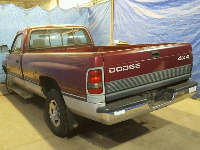 1B7HF16Z9TS504651 - 1996 DODGE RAM 1500 MAROON photo 3