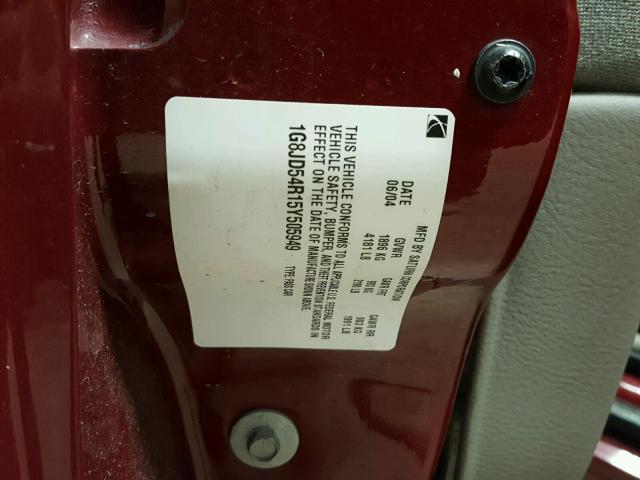 1G8JD54R15Y505949 - 2005 SATURN L300 LEVEL MAROON photo 10