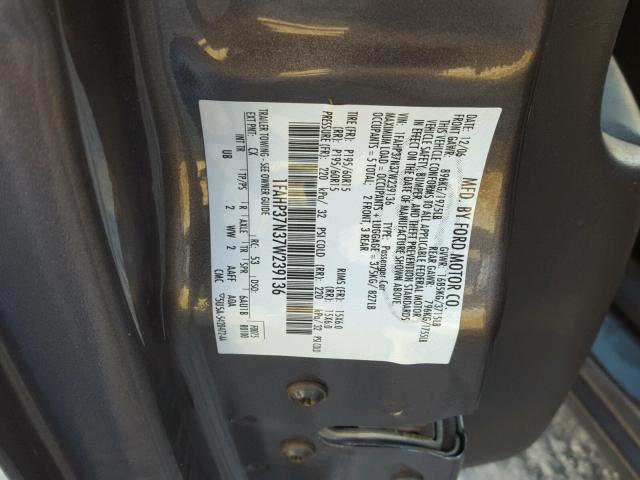 1FAHP37N37W239136 - 2007 FORD FOCUS ZX5 GRAY photo 10