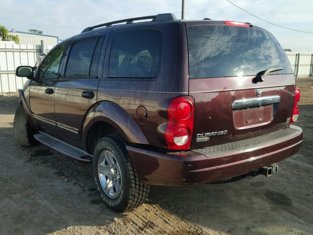 1D8HD58D55F530644 - 2005 DODGE DURANGO LI BURGUNDY photo 3