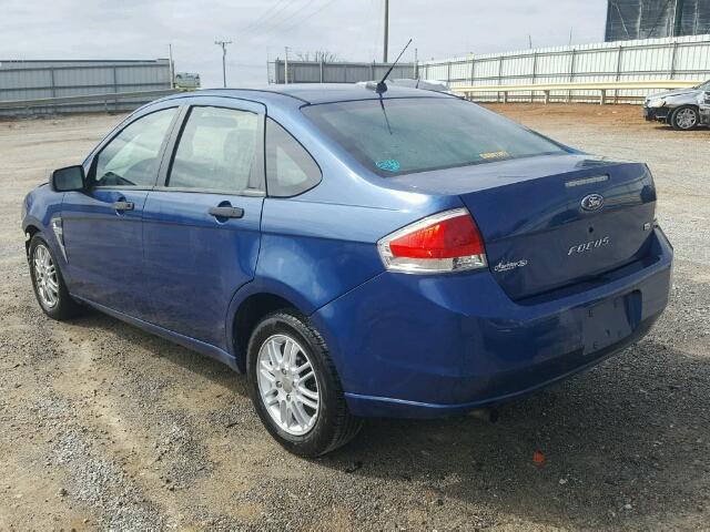 1FAHP35N58W120167 - 2008 FORD FOCUS SE BLUE photo 3