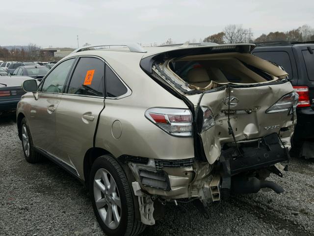 2T2ZK1BA0BC050012 - 2011 LEXUS RX 350 BEIGE photo 3