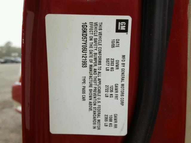 1G6KD57Y06U121993 - 2006 CADILLAC DTS RED photo 10