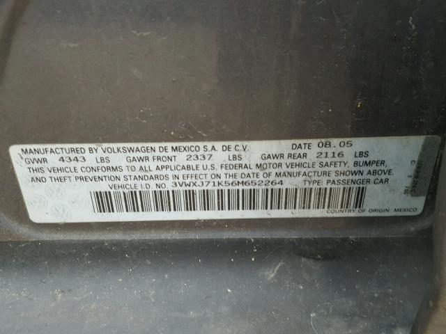 3VWXJ71K56M652264 - 2006 VOLKSWAGEN JETTA GLI GRAY photo 10