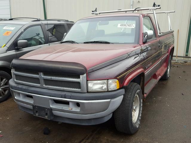 1B7HF16Y3TS510288 - 1996 DODGE RAM 1500 MAROON photo 2