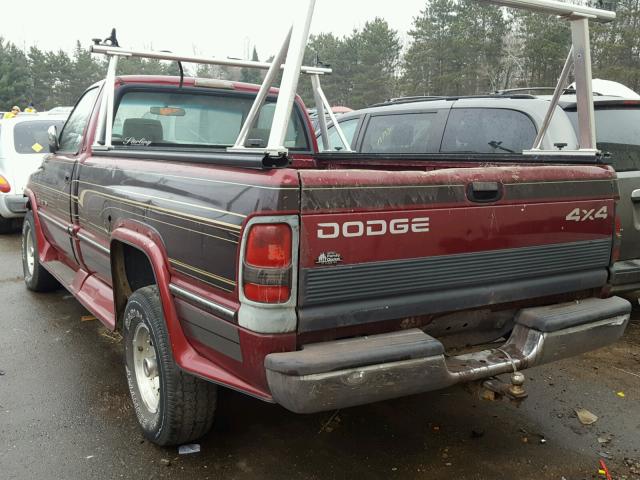 1B7HF16Y3TS510288 - 1996 DODGE RAM 1500 MAROON photo 3