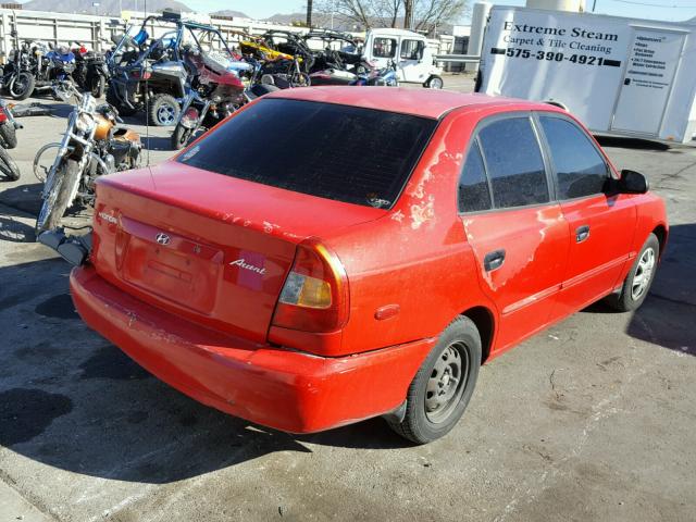 KMHCG45C72U272863 - 2002 HYUNDAI ACCENT GL RED photo 4