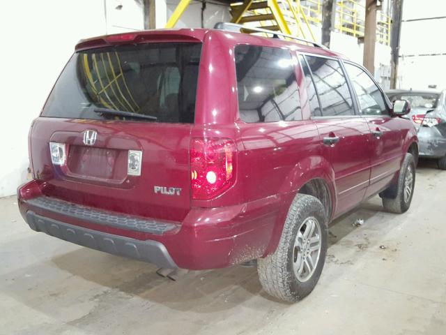 2HKYF18455H515052 - 2005 HONDA PILOT EX RED photo 4