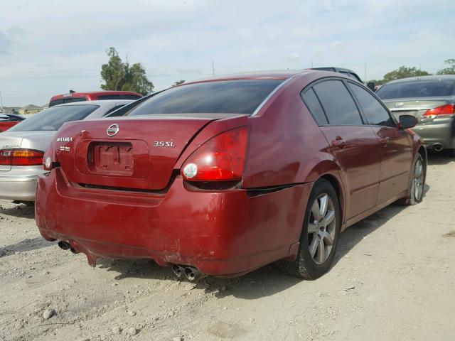 1N4BA41E14C879073 - 2004 NISSAN MAXIMA SE RED photo 4