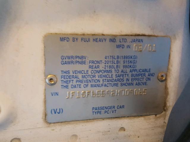 JF1SF65592H709065 - 2002 SUBARU FORESTER S 白色 照片 10