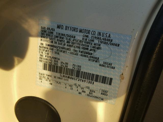 1LNHM86S73Y691303 - 2003 LINCOLN LS 白色 照片 10