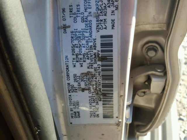 JT3HN87RXT0046743 - 1996 TOYOTA 4RUNNER LI SILVER photo 10