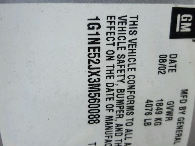 1G1NE52JX3M560088 - 2003 CHEVROLET MALIBU LS ვერცხლისფერი ფოტო 10