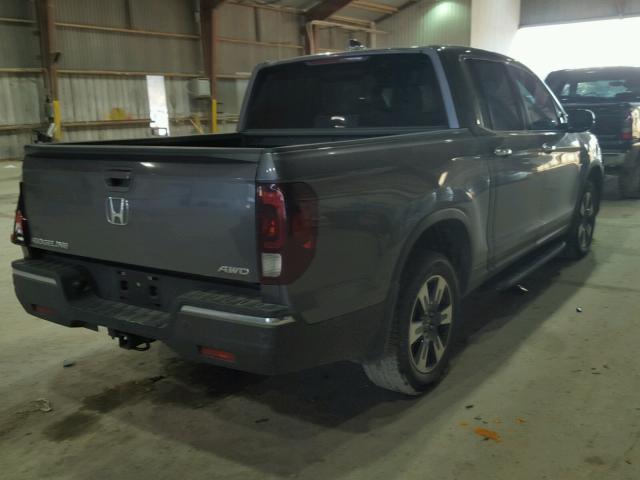 5FPYK3F79HB008332 - 2017 HONDA RIDGELINE GRAY photo 4