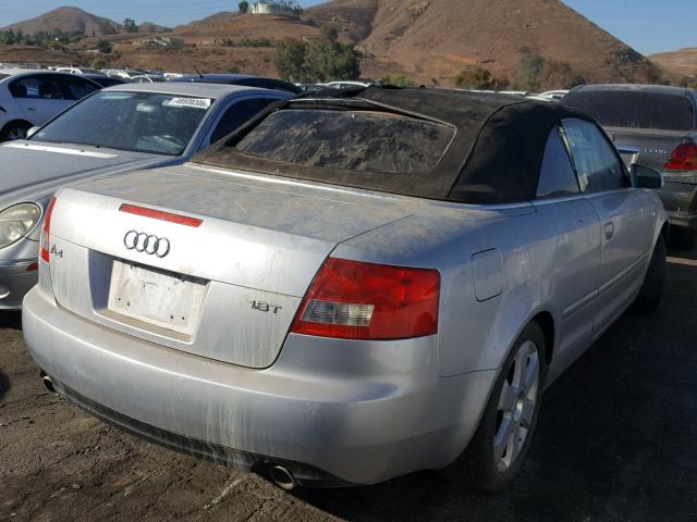 WAUAC48H66K009387 - 2006 AUDI A4 1.8 CAB SILVER photo 4