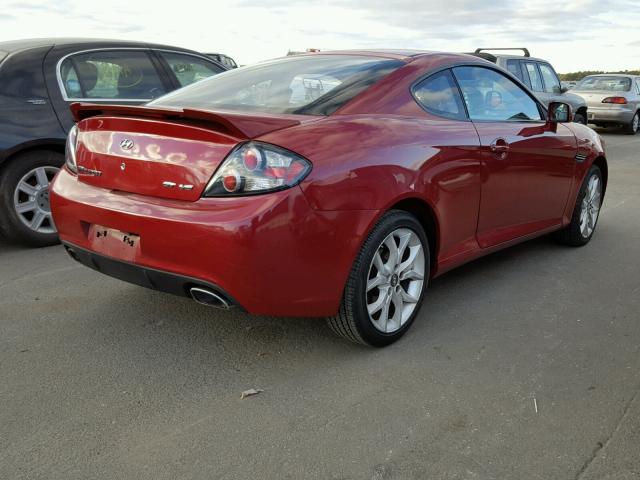 KMHHN66F98U283565 - 2008 HYUNDAI TIBURON GT RED photo 4