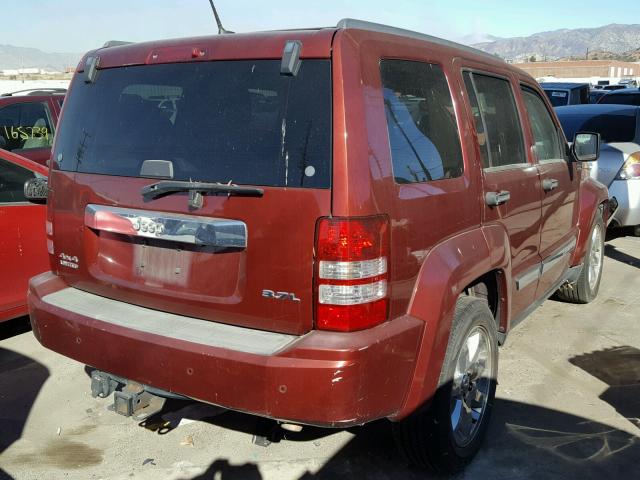 1J8GN58K88W214304 - 2008 JEEP LIBERTY LI RED photo 4