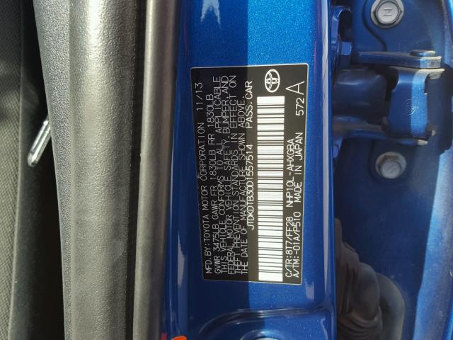 JTDKDTB30D1557514 - 2013 TOYOTA PRIUS C BLUE photo 10