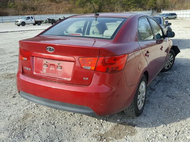 KNAFU4A20C5563396 - 2012 KIA FORTE EX RED photo 4