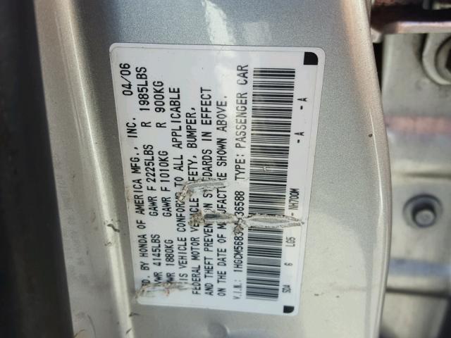 1HGCM56836A136588 - 2006 HONDA ACCORD EX SILVER photo 10