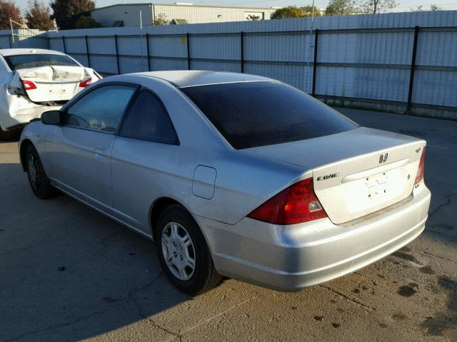 1HGEM22542L014453 - 2002 HONDA CIVIC LX SILVER photo 3