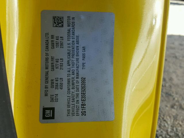 2G1FB1E35E9263992 - 2014 CHEVROLET CAMARO LT YELLOW photo 10