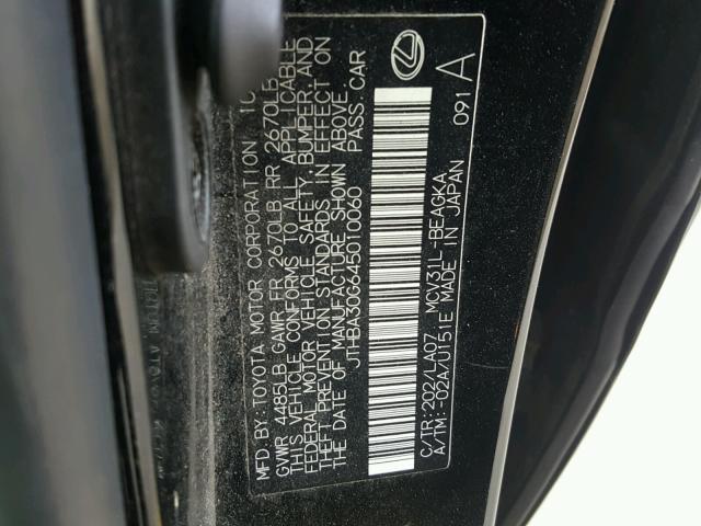 JTHBA30G645010060 - 2004 LEXUS ES 330 BLACK photo 10