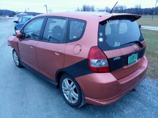 JHMGD376X7S021482 - 2007 HONDA FIT S ORANGE photo 3