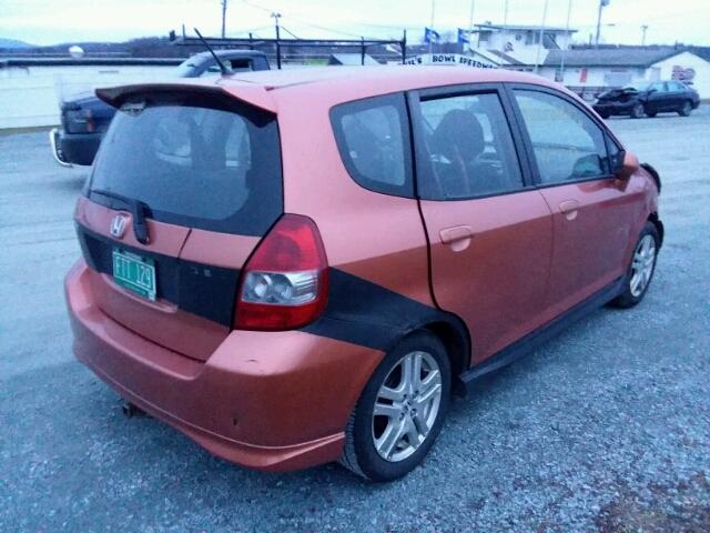 JHMGD376X7S021482 - 2007 HONDA FIT S ORANGE photo 4