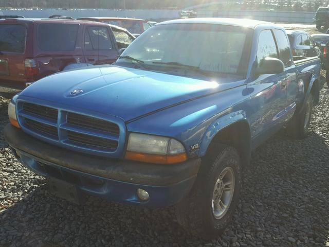 1B7GG22N7YS583357 - 2000 DODGE DAKOTA BLUE photo 2