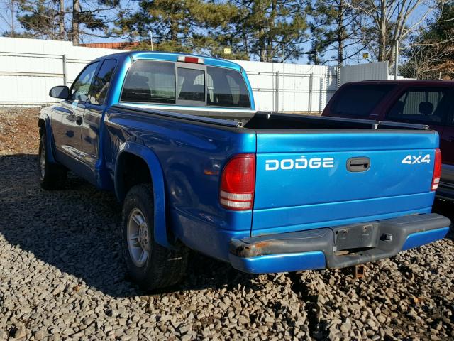 1B7GG22N7YS583357 - 2000 DODGE DAKOTA BLUE photo 3