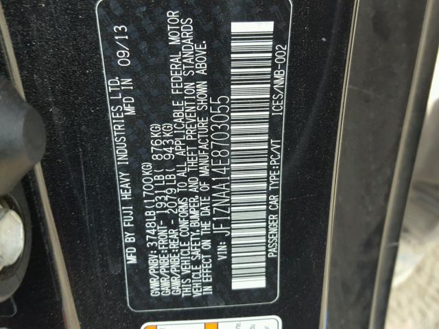 JF1ZNAA14E8703055 - 2014 TOYOTA SCION FR-S შავი ფოტო 10